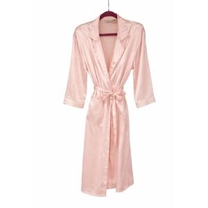 Intimo Amore Satin Robe Pink Peach Lightweight Kimono Style Belted Size S
